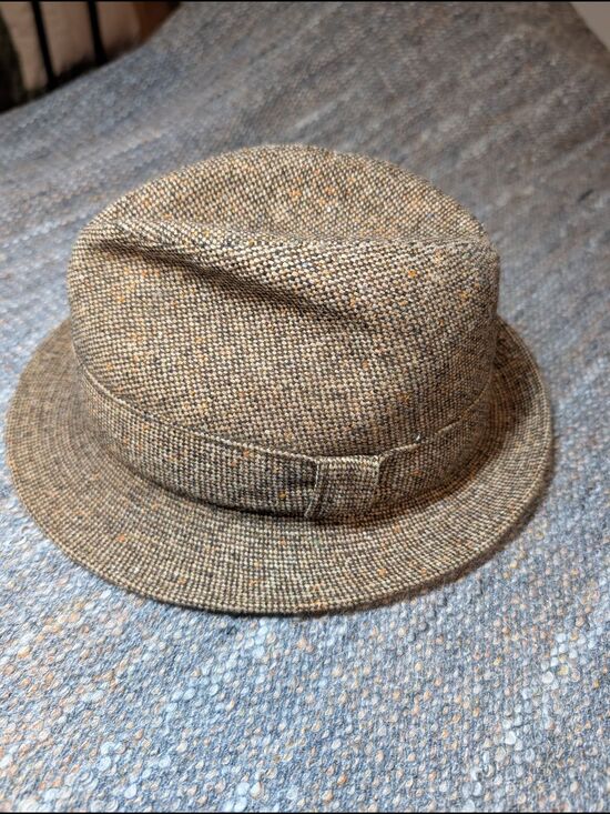Borsalino 1970s Vintage Brown Wool Tweed Fedora